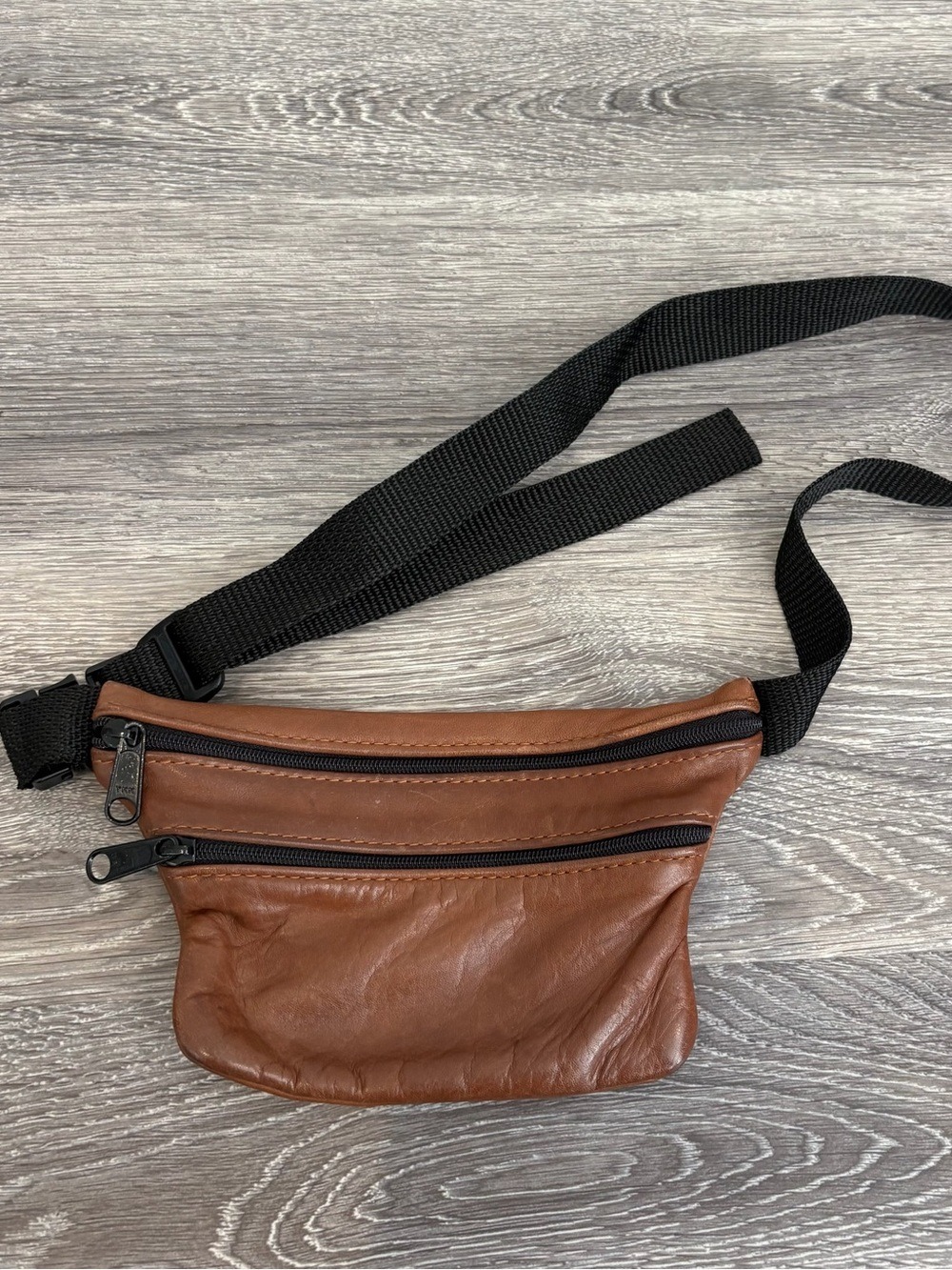 Ameribag Brown Leather Belt Bag with Black Strap
